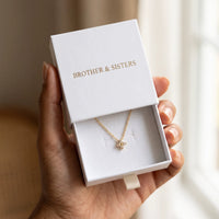 Thumbnail for Crystal Flower Necklace by Brother & Sisters in gold gift box