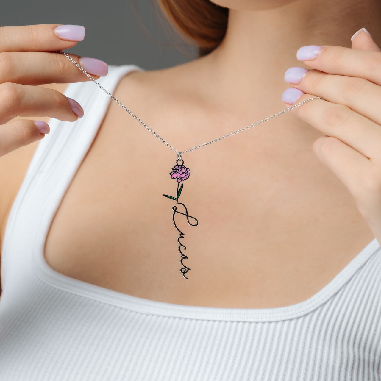 Flower Name Necklace - Custom Name Necklace - Gifts for Mom - Personalized Gift - Birthday Gifts for Her Necklace Brother & Sisters