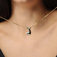Thumbnail for Balloon Initial Necklace - Trendy gold jewelry with custom letter design by Brother & Sisters.