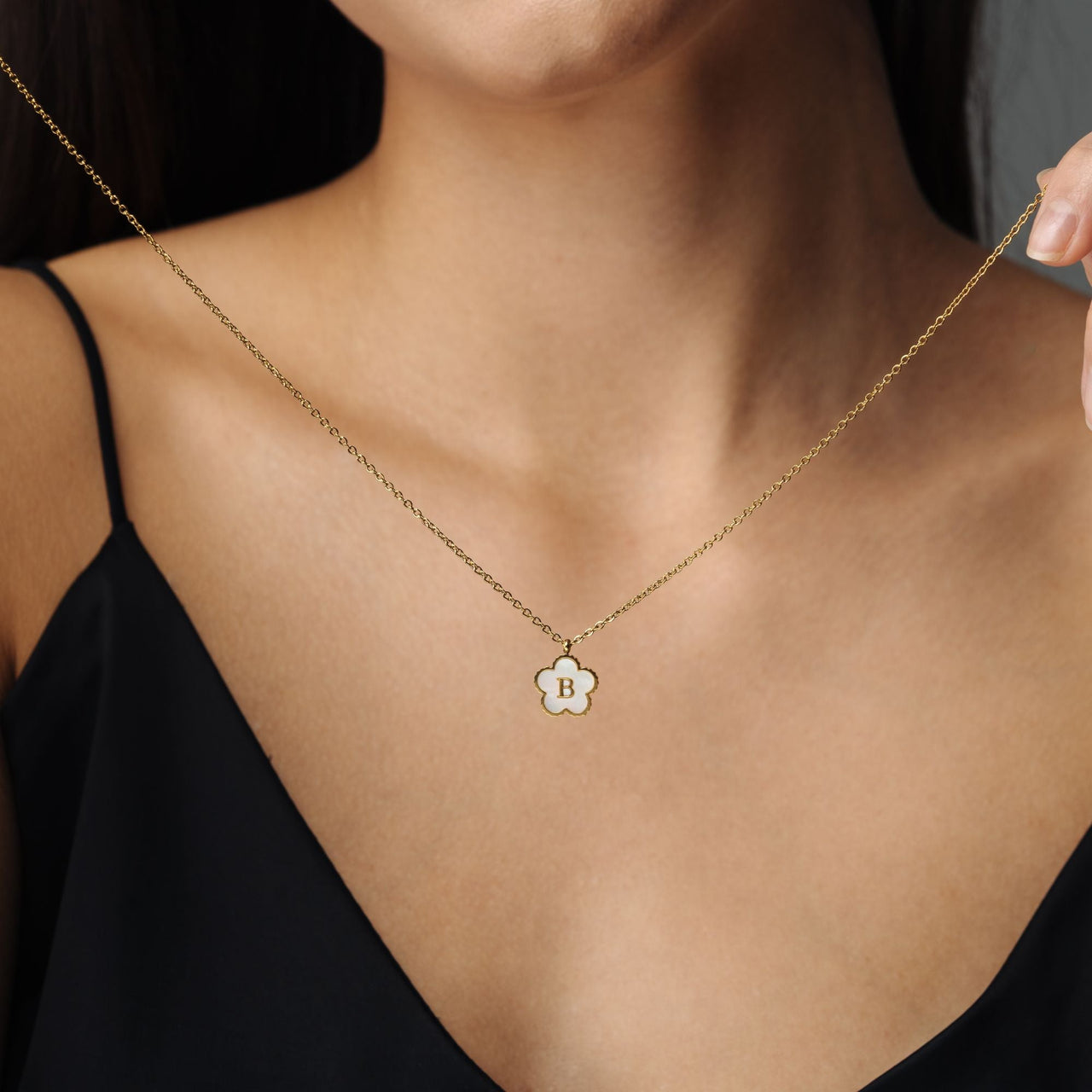 Gold Necklace for a Woman - Flower Initial Necklace - Woman Necklace - Letter Necklace Necklace Brother & Sisters