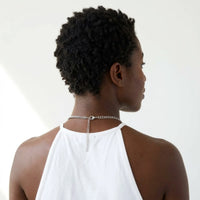 Thumbnail for Back of the neck showing the lobster clasp and extension chain of the silver photo necklace | SKU: TPH-OVLN-SILVER