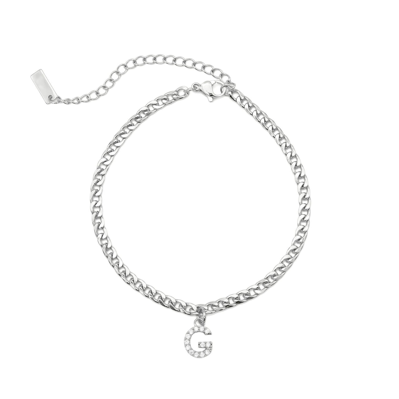 Silver Initial Anklet - Ankle Bracelet - Anklet for Women - Silver Leg Bracelet Anklet G Brother & Sisters