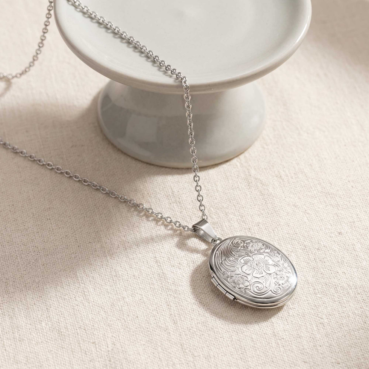 Floral Photo Locket Necklace