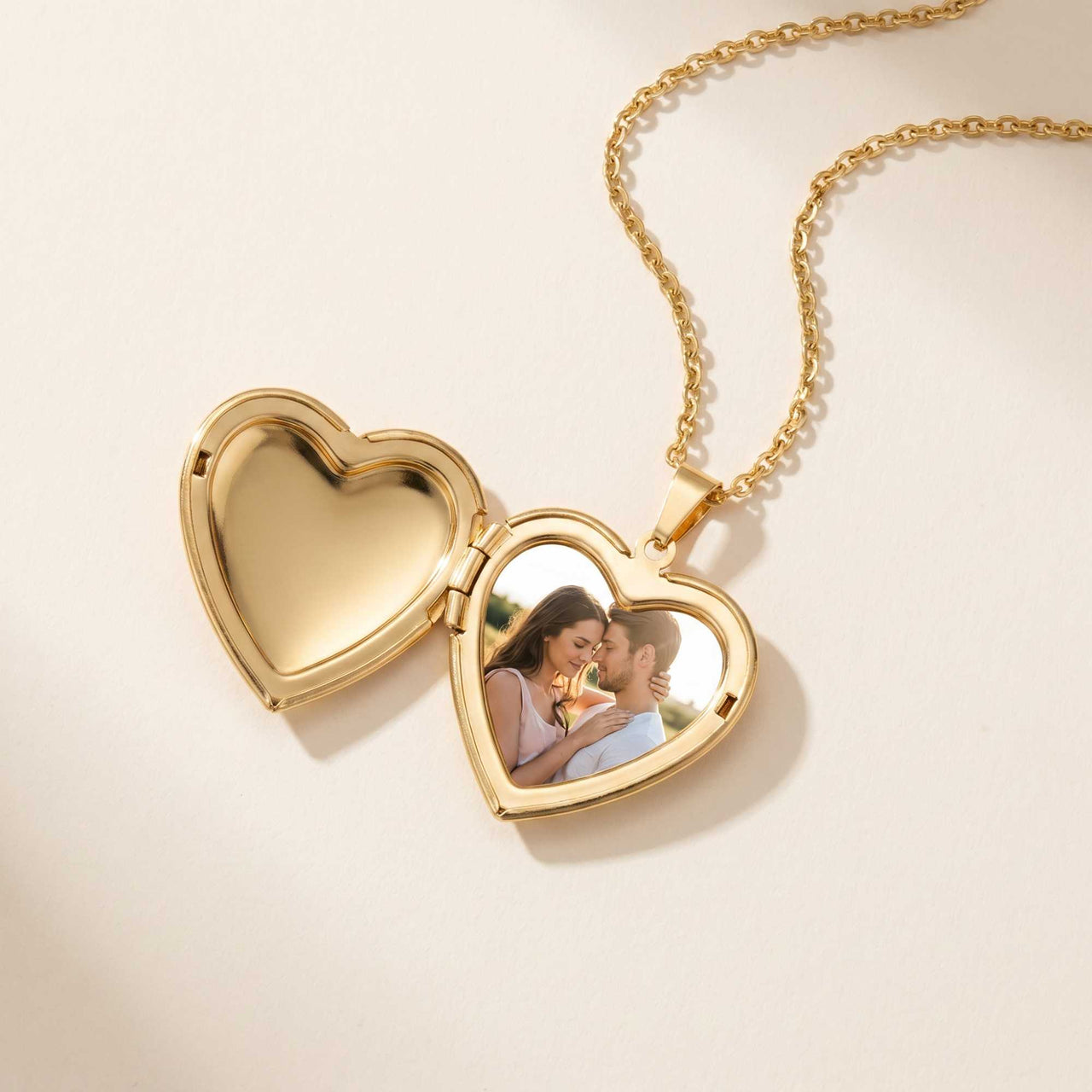Scroll Heart Photo Locket Necklace