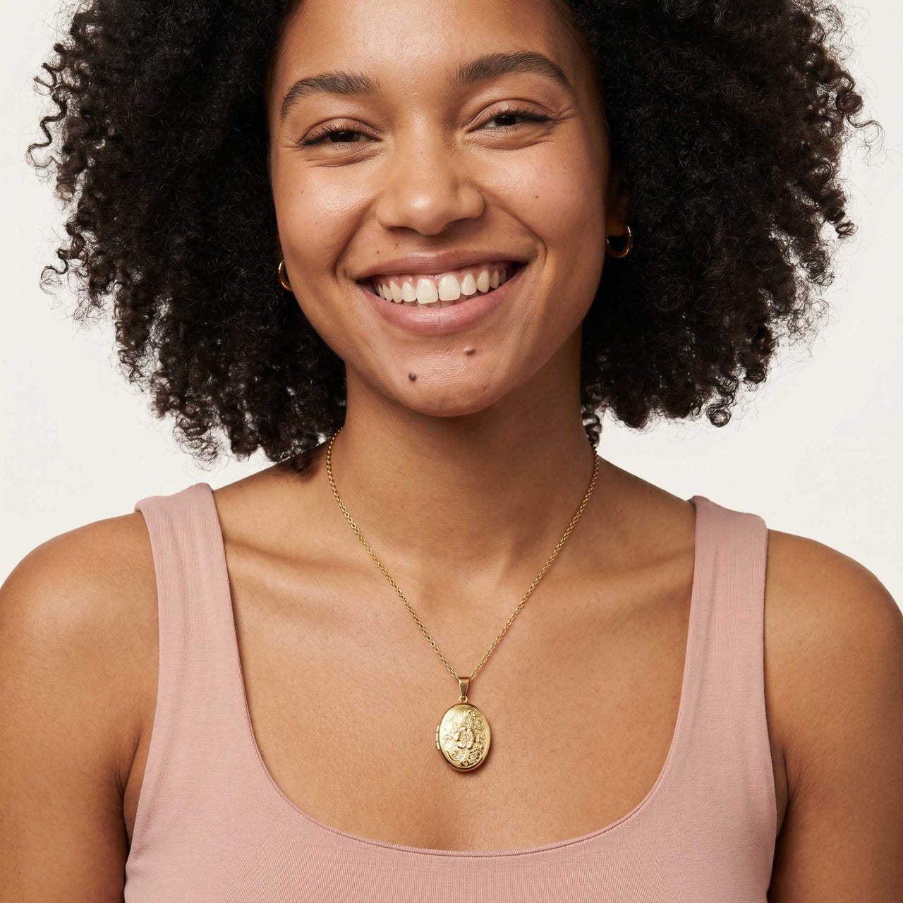 Floral Photo Locket Necklace