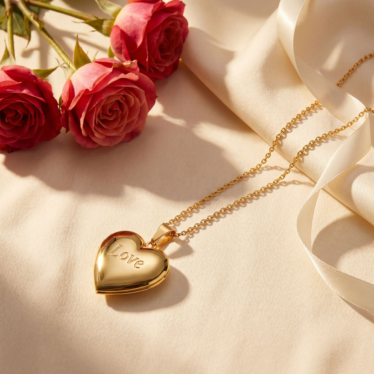 Love Heart Photo Locket Necklace