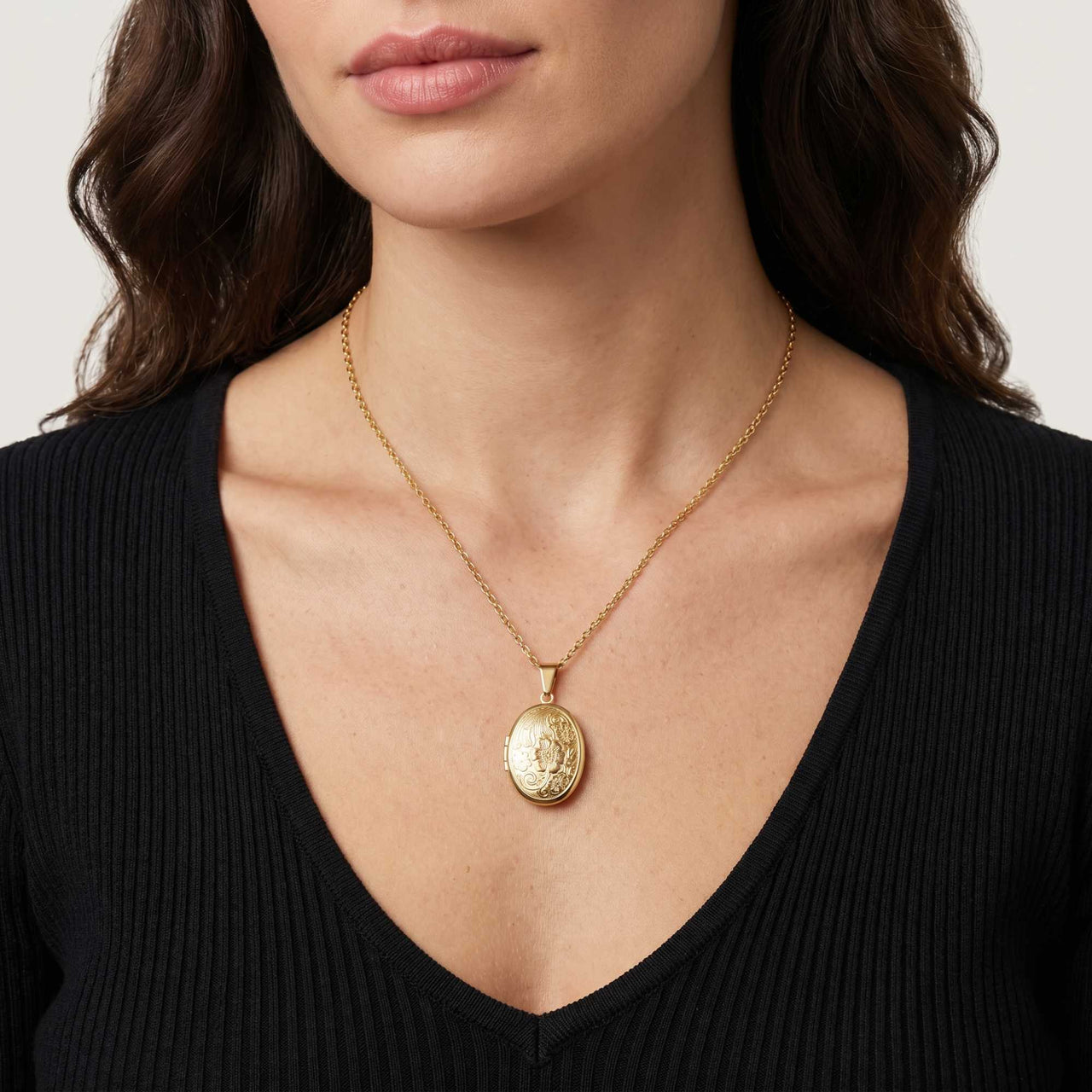 Floral Photo Locket Necklace