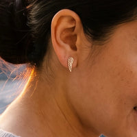 Thumbnail for The rose gold stud earrings worn, close-up | SKU: 42008-rose-gold