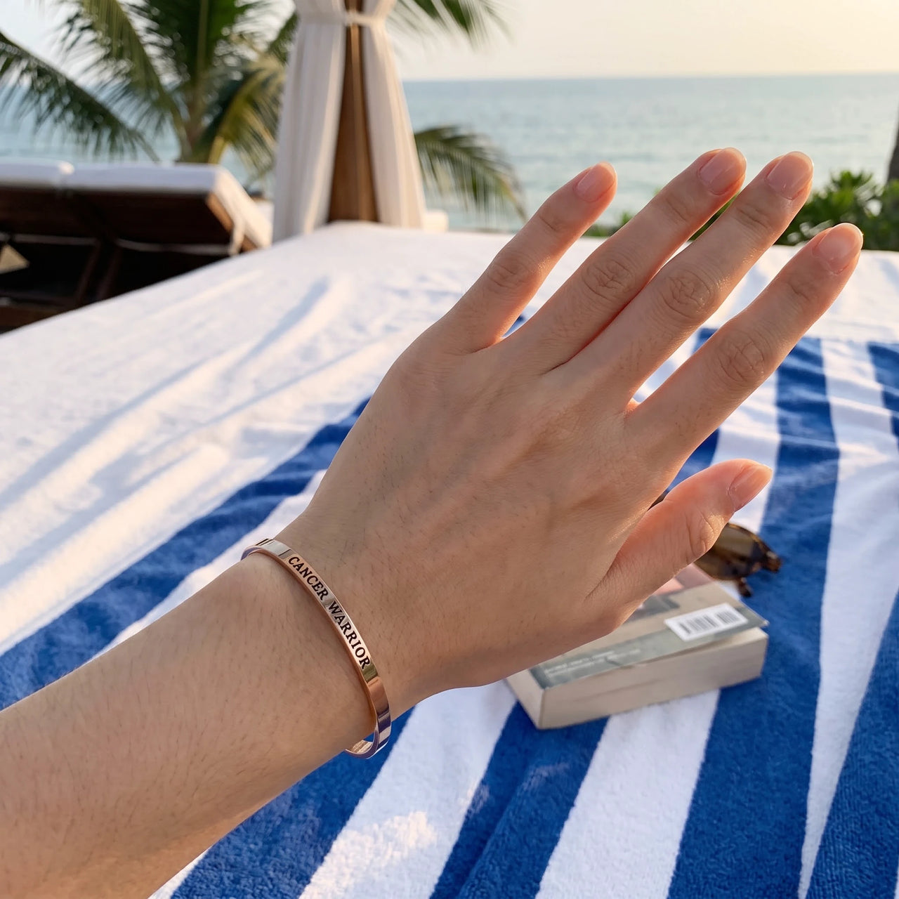 Warrior bracelet — worn, real size, rose gold | SKU: 7220397-rose-gold-plated