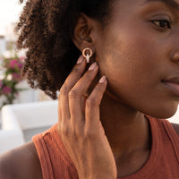 Thumbnail for Double hoop earrings — worn, everyday gesture, rose gold | SKU: 11137578-rose-gold