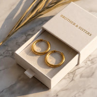 Thumbnail for Everyday Waterproof Hoops in Gold, in the gift box | SKU: 41001-gold
