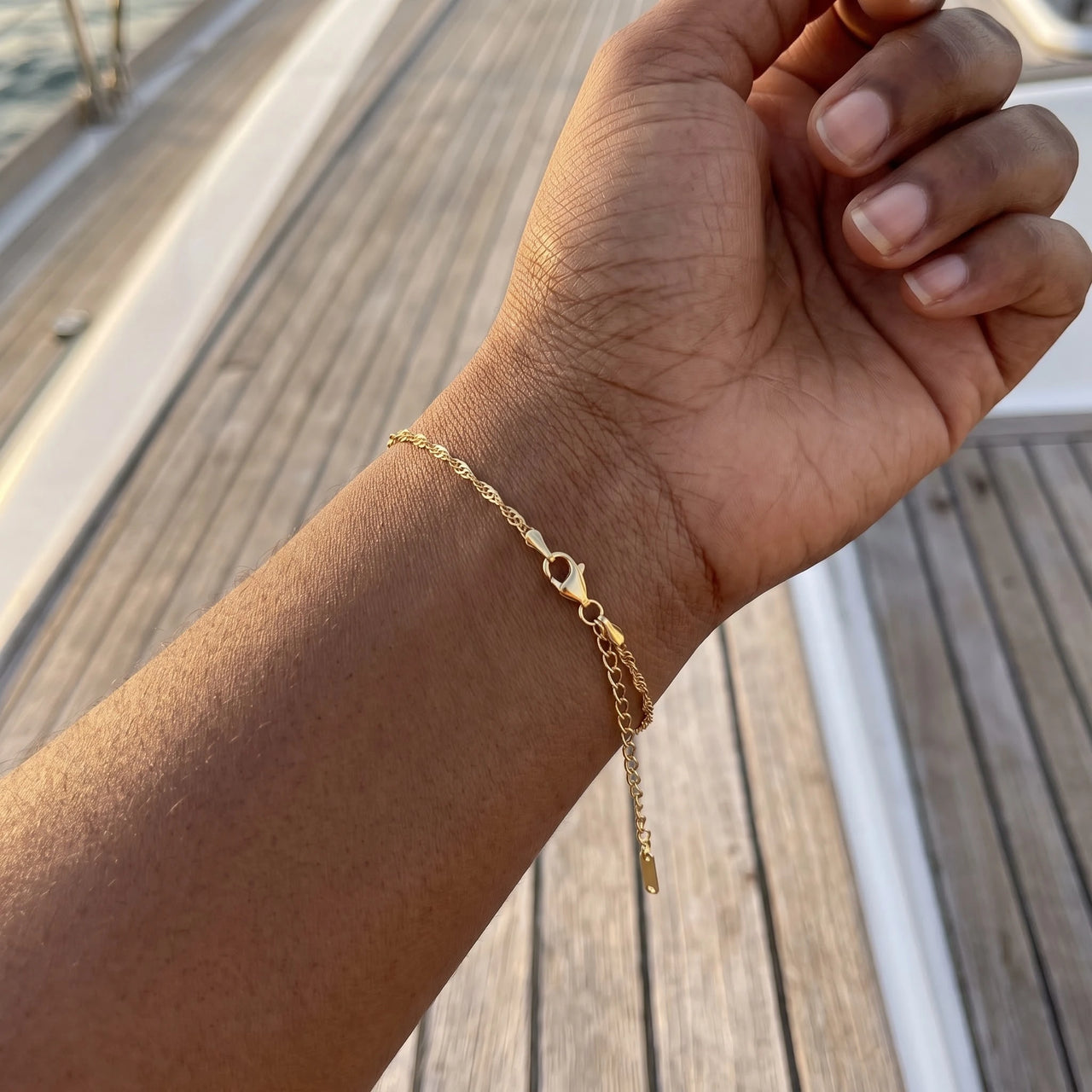 Gold bracelet — worn, real size, gold | SKU: lafinesse
