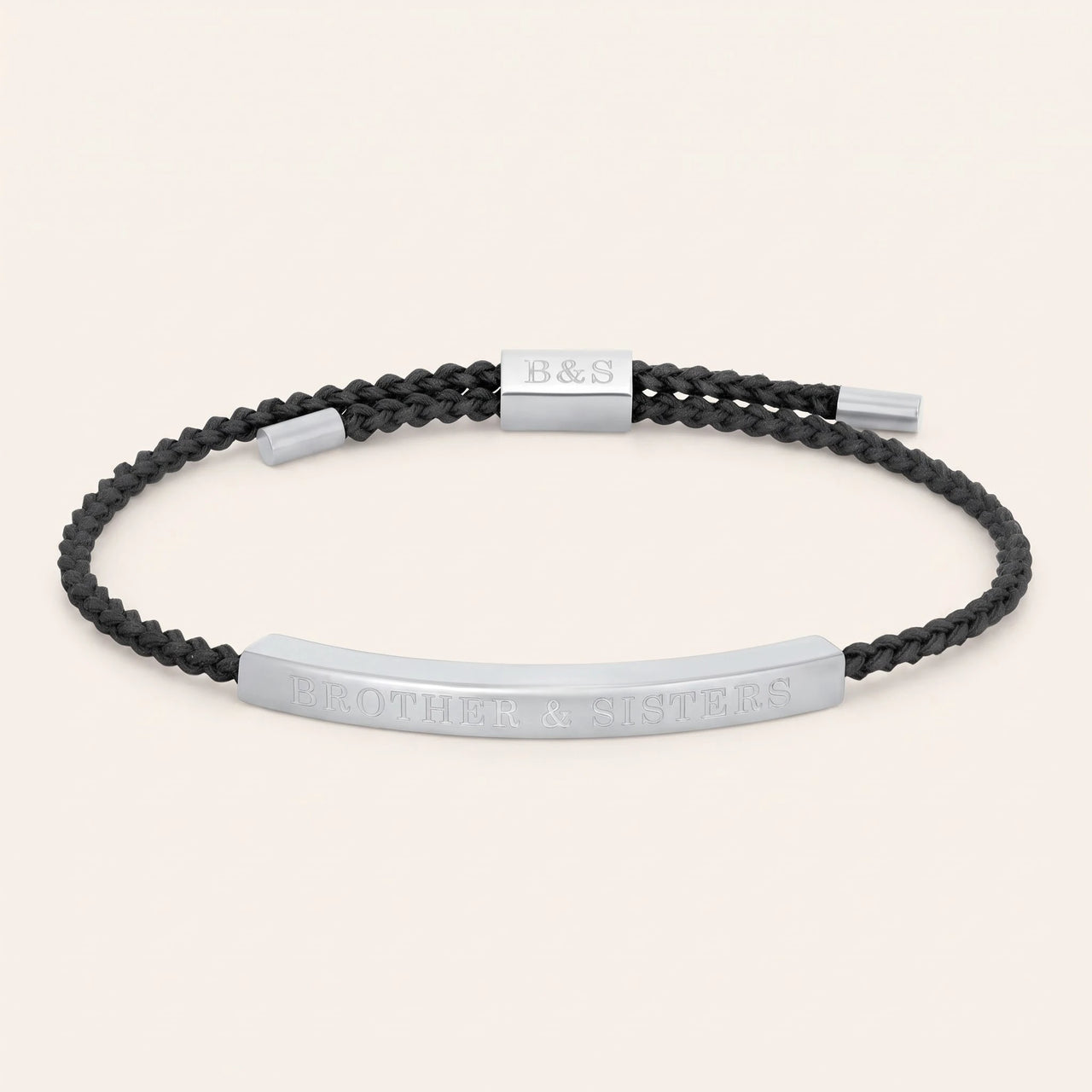 Black string bracelet — product photo on a white background, silver | SKU: lecaviar-wg