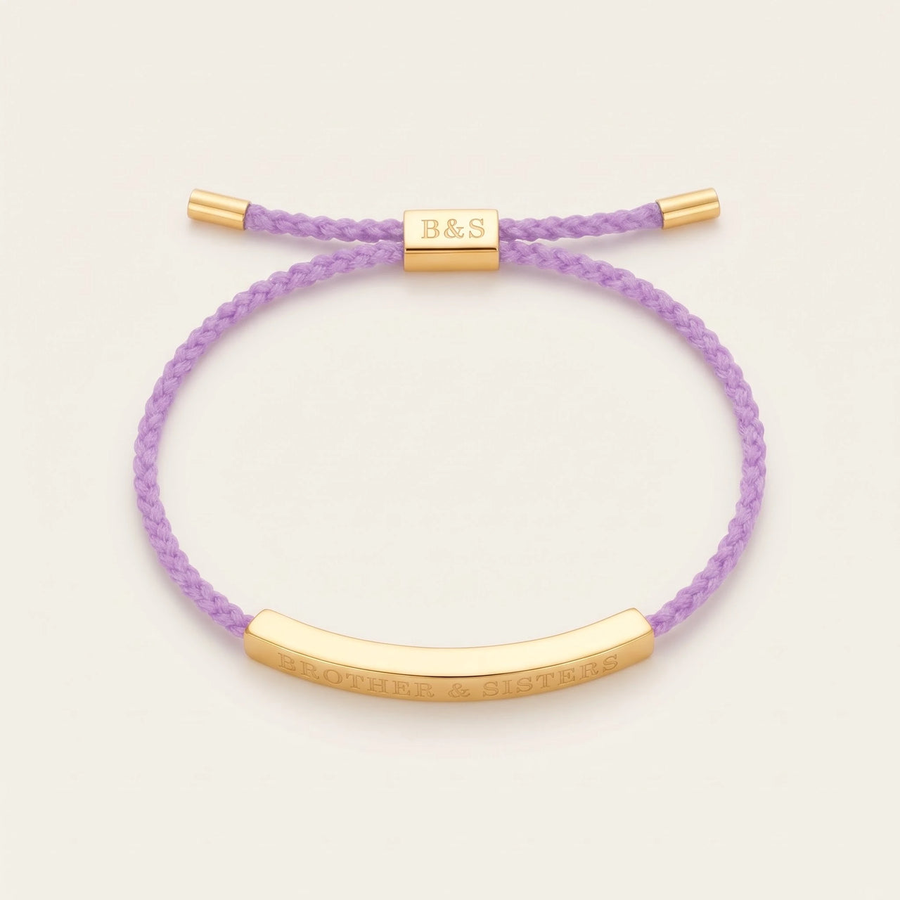 Purple string bracelet — product photo on a white background, gold | SKU: lemauve-g