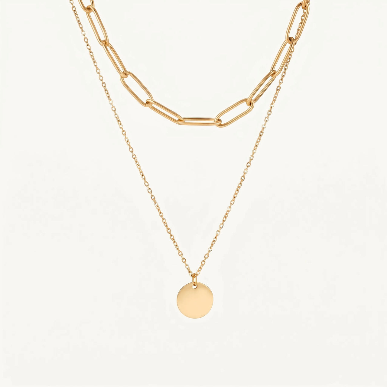 Gold coin necklace — product photo on a white background, gold | SKU: le-tendance-g