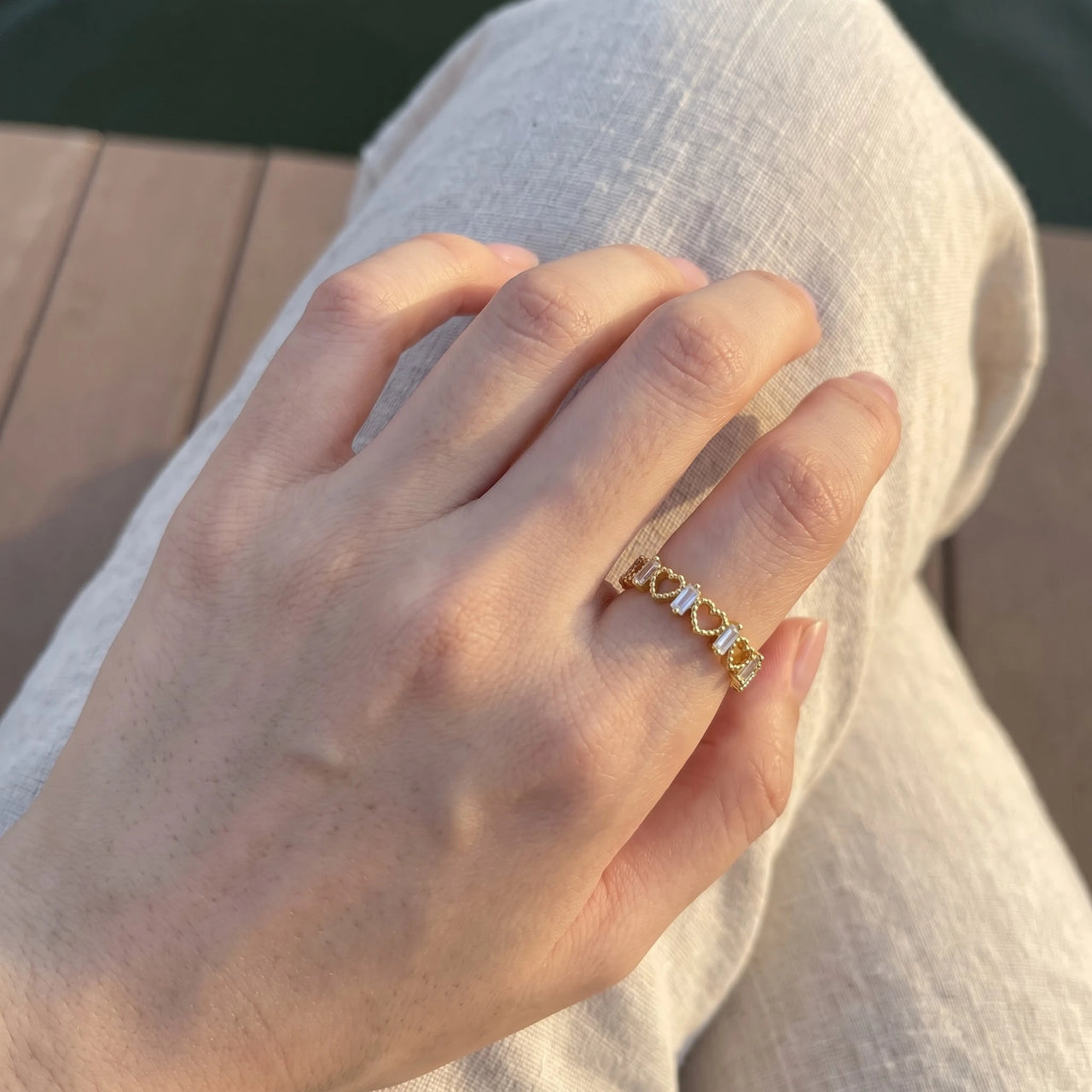 Adjustable ring — worn, real size, gold | SKU: lescoeurs