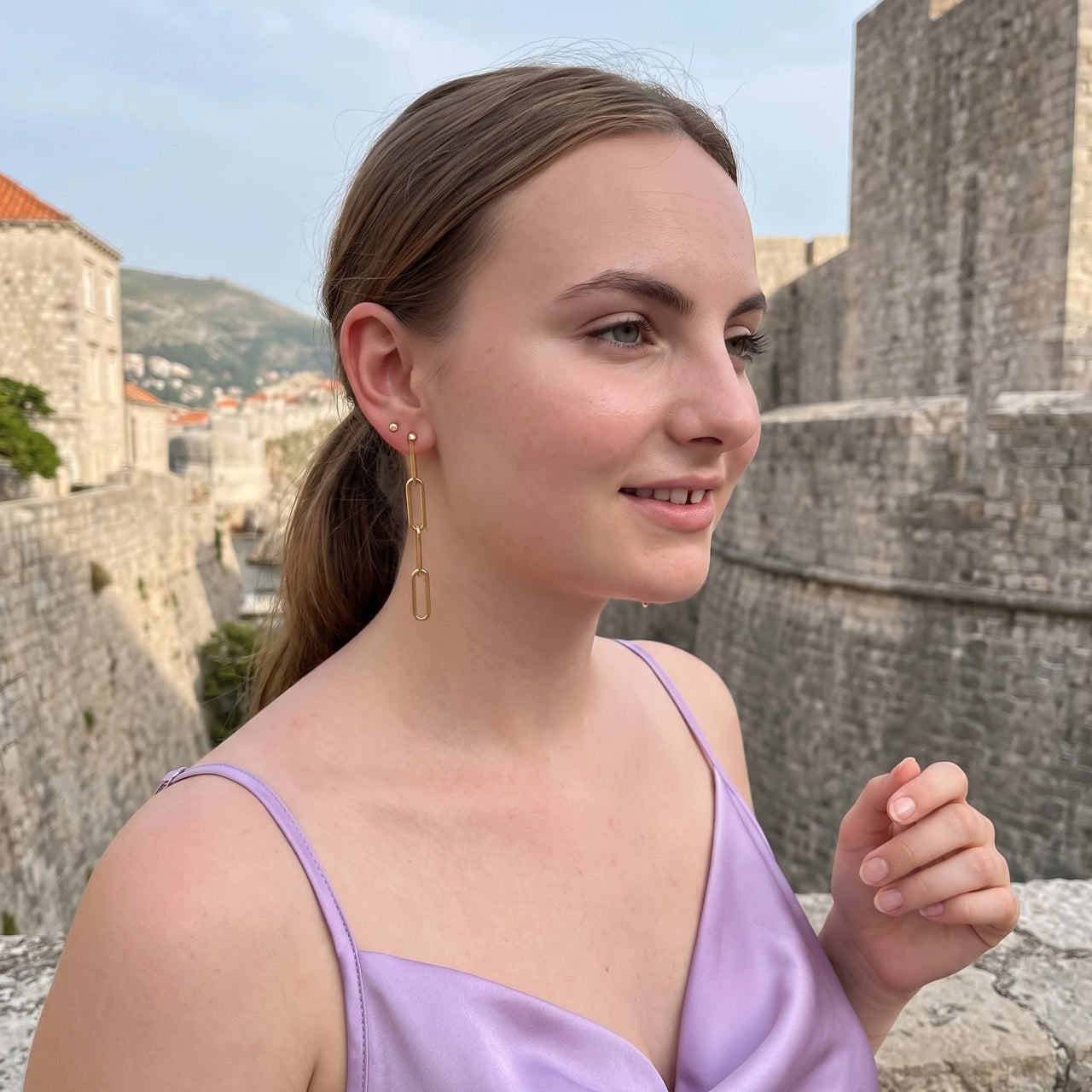 The Pendantes, gold earrings — getaway | SKU: lespendantes