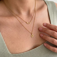Thumbnail for Moon necklace — close-up of the details, gold | SKU: letoile-g