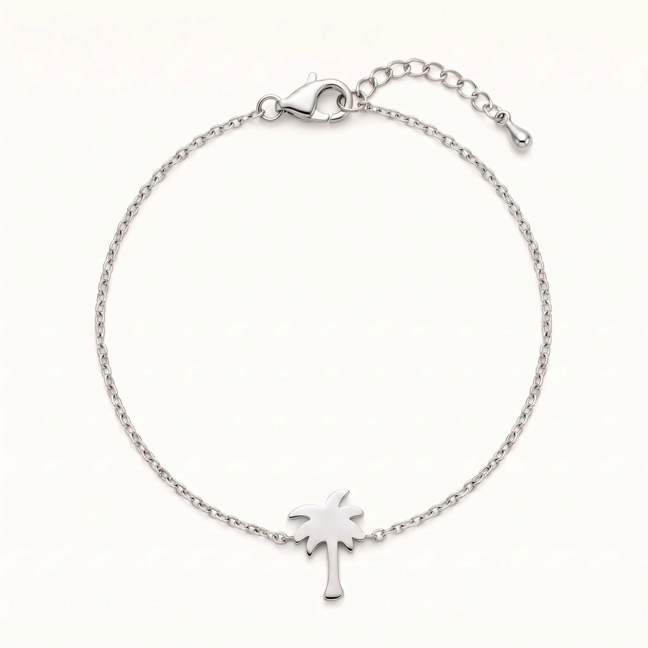 Palm tree bracelet — product photo on a white background, silver | SKU: 7819407-silver-plated