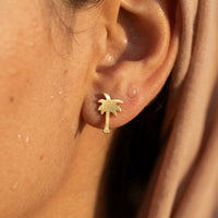 Thumbnail for Palm tree earrings — close-up of the details, gold | SKU: 10287609-gold-color