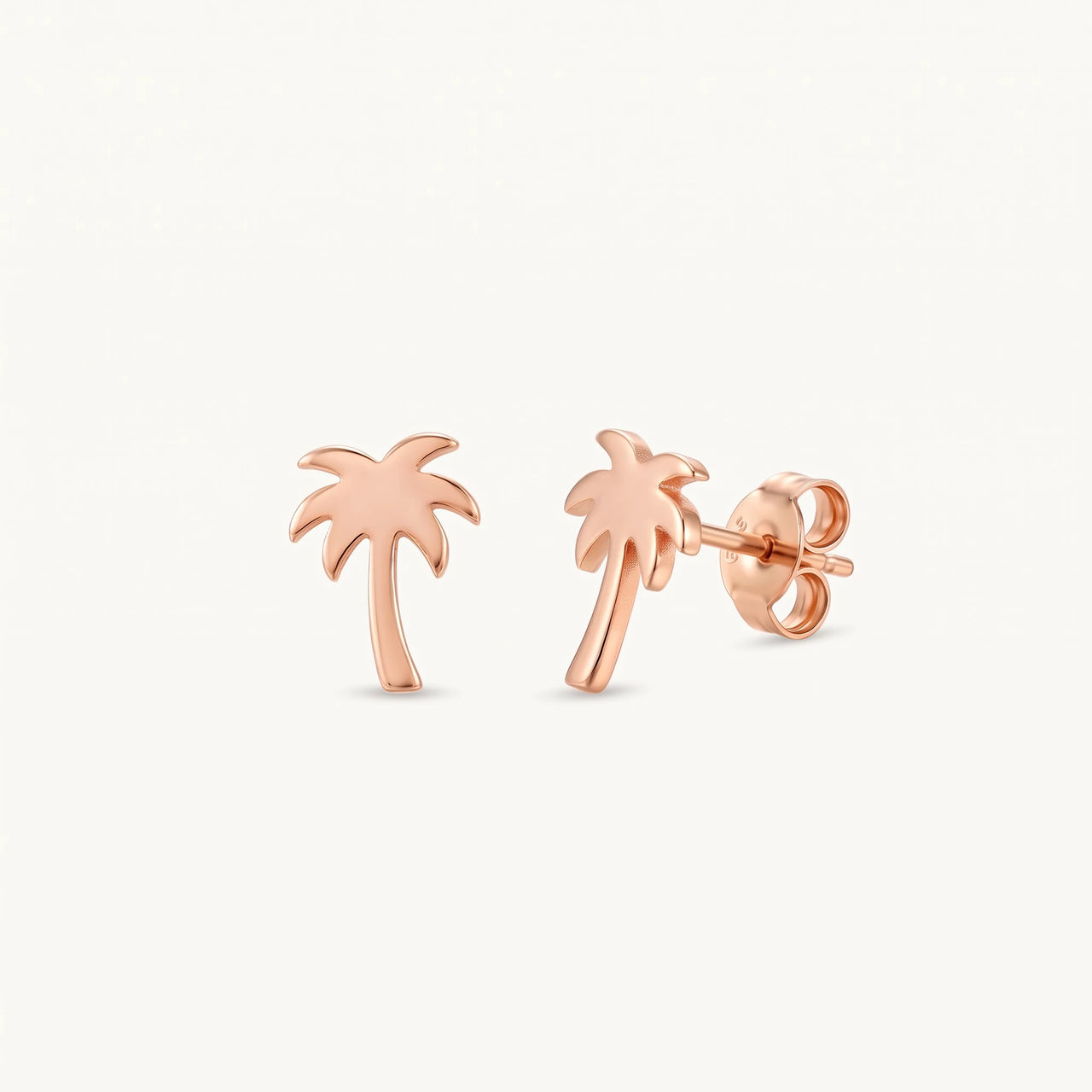 Palm tree earrings — product photo on a white background, rose gold | SKU: 10287609-rose-gold-color