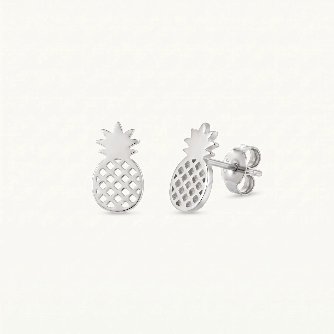 Pineapple earrings — product photo on a white background, silver | SKU: 437186-silver-plated