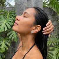 Thumbnail for Pineapple earrings — worn in the shower, waterproof, silver | SKU: 437186-silver-plated