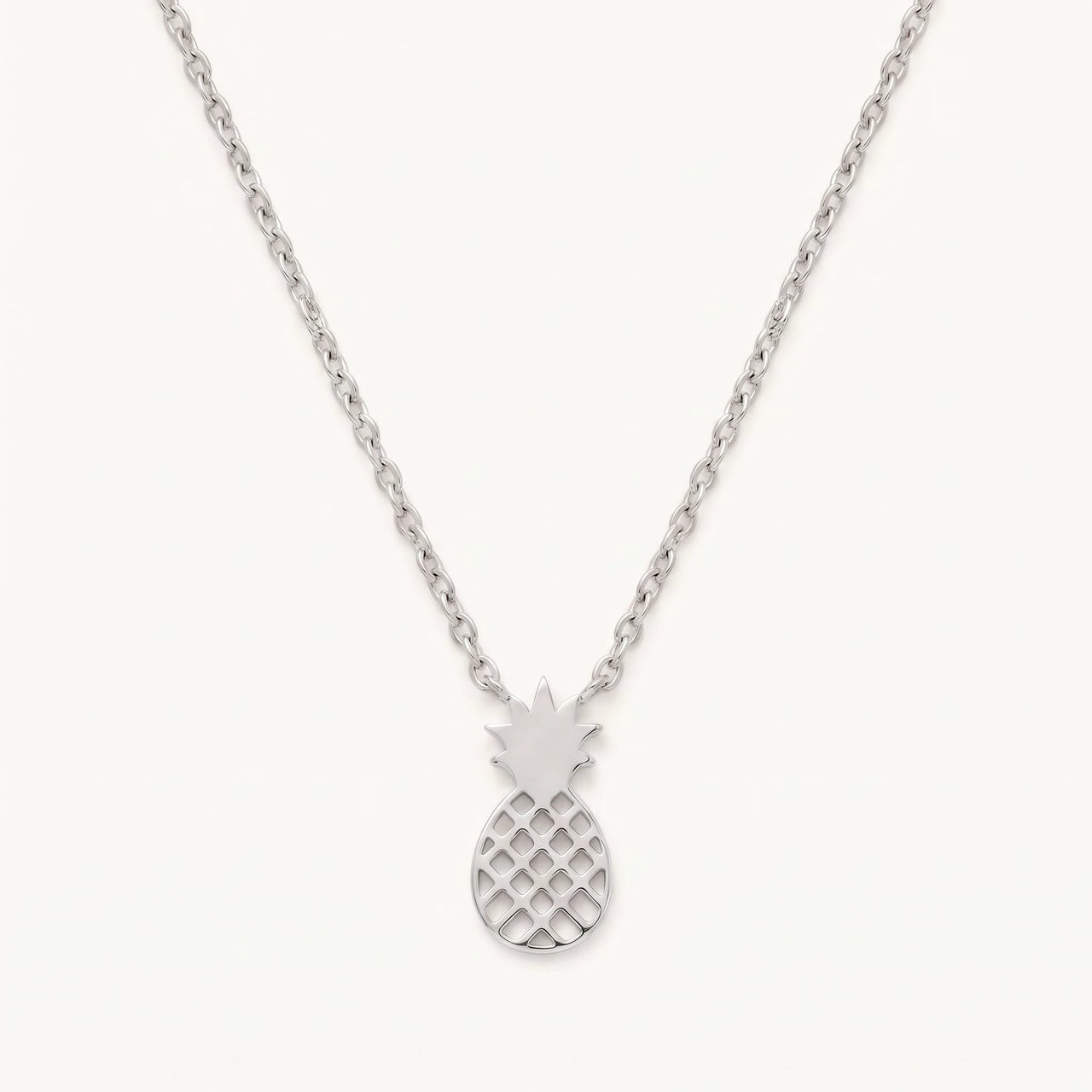 Pineapple necklace — product photo on a white background, silver | SKU: 8050907-white-gold