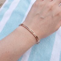 Thumbnail for Love Yourself More And Better bracelet in rose gold worn, showing its real size | SKU: lymab-rg