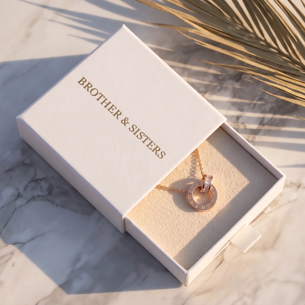 Cubic zirconia necklace — in the gift box, rose gold | SKU: 25535378-rose-gold