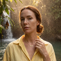 Thumbnail for Woman gently touching her gold necklace | SKU: 42002-gold