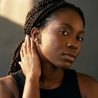 Thumbnail for Pave Huggie Hoop Earrings in Gold, studio portrait | SKU: 41011-gold