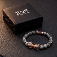 Thumbnail for Rose Gold Viking & Grey Stones – in its Brother & Sisters gift box | Brother & Sisters | SKU: 21039839-rose-gold-XS-14-15, 21039839-rose-gold-S-16-17, 21039839-rose-gold-M-18-19, 21039839-rose-gold-L-20-21, 21039839-rose-gold-XL-22-23