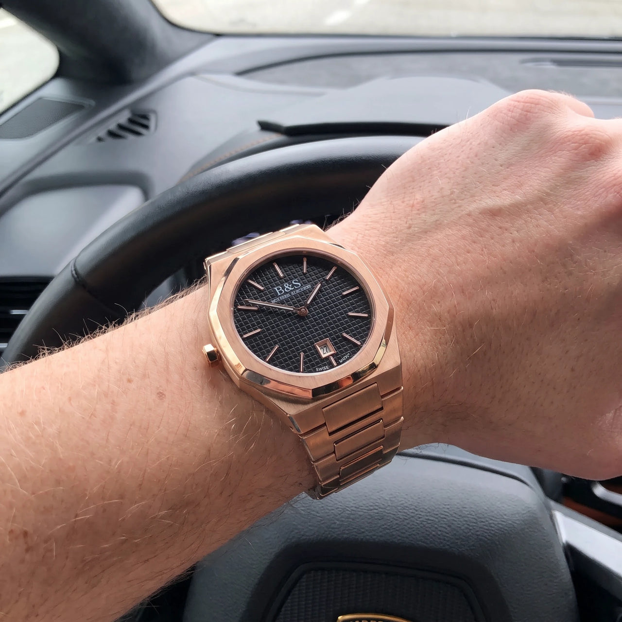 Royal men's watch worn on a man's wrist – Brother & Sisters (SKU 01122019-royal)