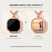 Thumbnail for Before and after: black rose gold octagon pendant, then the photo revealed by warmth | SKU: TPH-OCTN-ROSEGOLD