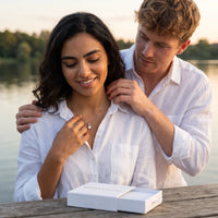 Thumbnail for Bridesmaid necklace — worn by a couple, silver | SKU: 505665