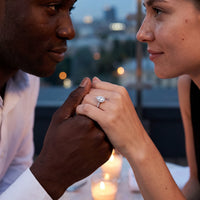 Thumbnail for Pear shaped engagement ring — worn by a couple, silver | SKU: 505162-4.5-silver