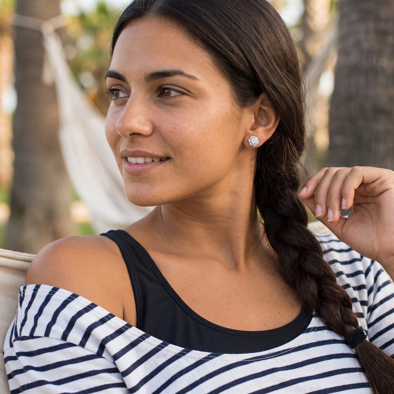 Sparkly earrings — worn, silver | SKU: 30876249