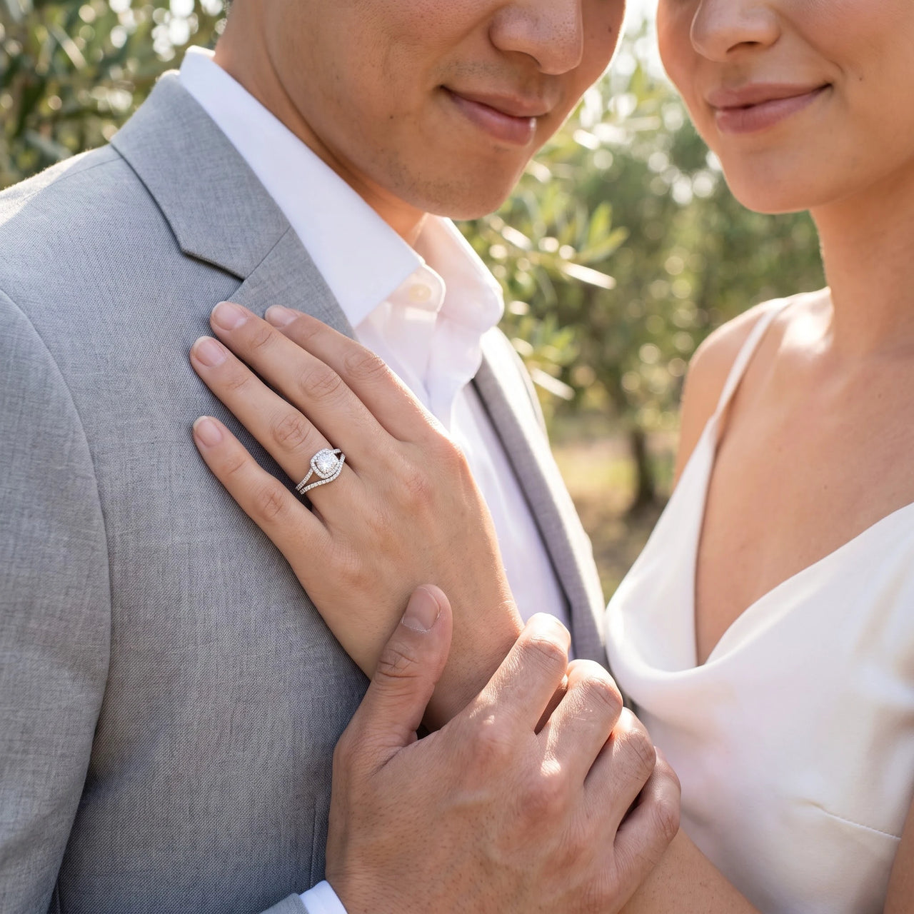 Bridal ring set — worn by a couple, silver | SKU: 497080-4.5-silver