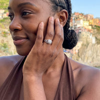 Thumbnail for Bridal ring set — worn on a getaway, silver | SKU: 497080-4.5-silver