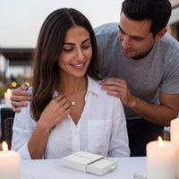 Thumbnail for Halo necklace — worn by a couple, silver | SKU: 505721