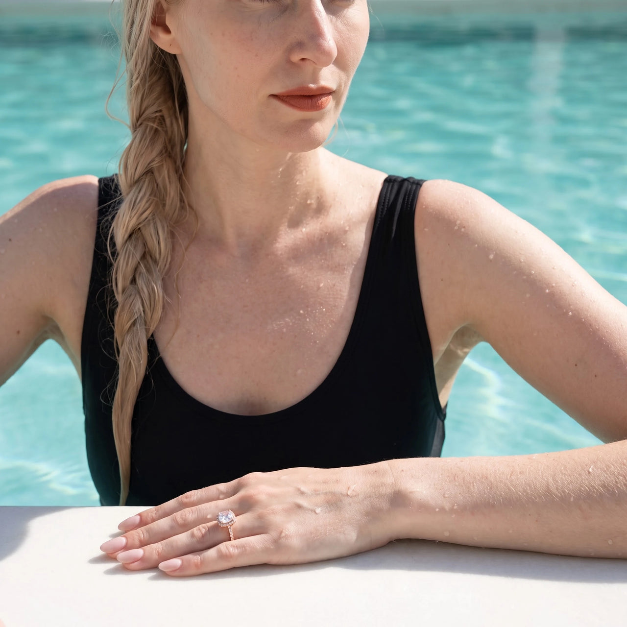 Halo ring — worn by the water, rose gold | SKU: 497131-4.5-rose-gold