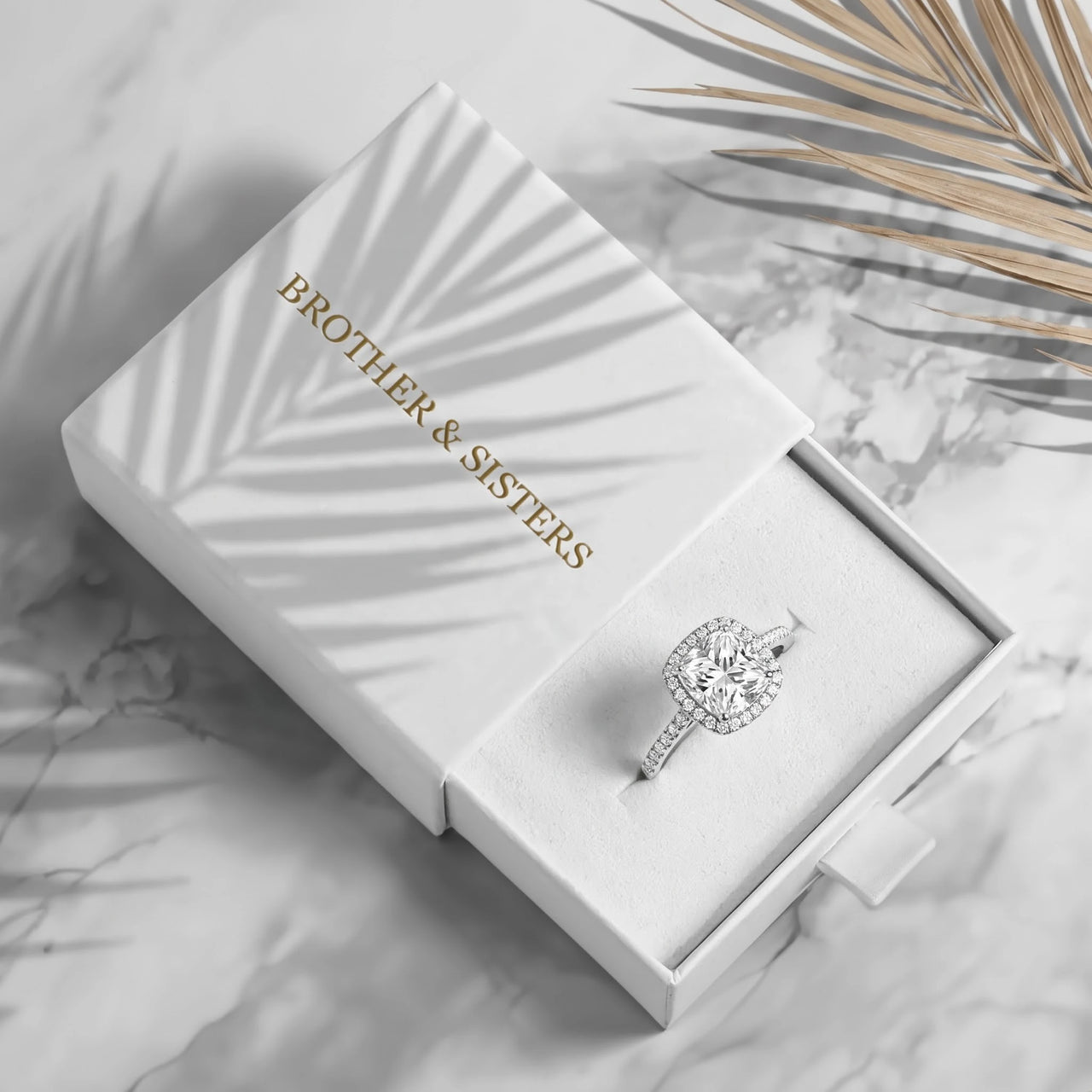 Cushion cut engagement ring — in the gift box, silver | SKU: 497131-4.5-silver