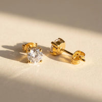 Thumbnail for Solitaire Crystal Studs in Gold, product photo | SKU: 41010-gold
