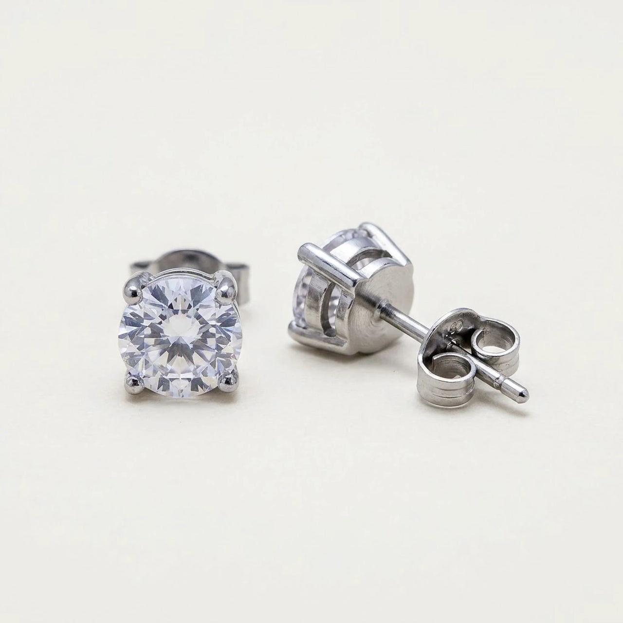 Solitaire Crystal Studs in Silver, product photo | SKU: 41010-silver