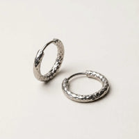 Thumbnail for Twisted Rope Huggie Hoops in Silver, product photo | SKU: 41012-silver