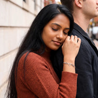 Thumbnail for Profile view of a woman wearing the silver bracelet | SKU: 42007-silver